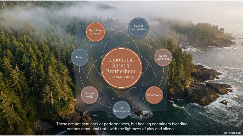 Emotional reset & brotherhood - mountains and water with words about ways to heal